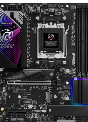 ASRock AMD B850M Phantom Gaming Riptide WiFi 7 Socket AM5 Ryzen 9000, 8000 and 7000 Series DDR5 B850 up to 8000+ (OC) MHz 256GB Micro ATX Motherboard M.2 SATA3 6.0 Gb/s PCIe 5.0 BIOS Flashback
