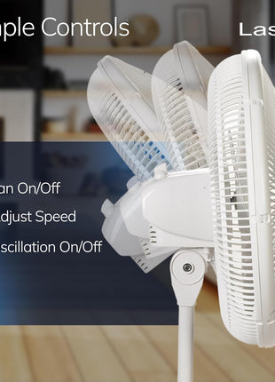 Lasko 2520 Oscillating Stand Fan,White 16 Inch