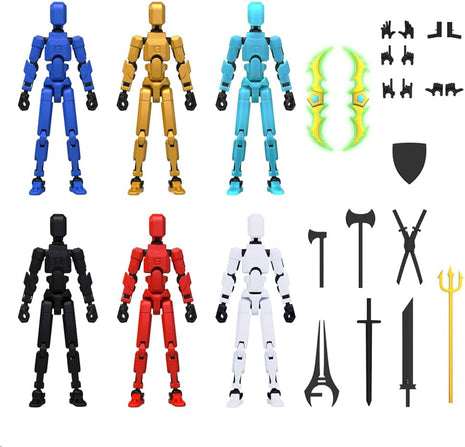 MerryXD 6 Pack Assembly Completed T13 3D Action Figure,Dummy Nova Titan Lucky 13 Action Figure 3D Printed Multi-Jointed Movable Toy