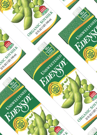 Edensoy Unsweetened Eden Organic Soymilk, Non-GMO, USA Whole Soy (Soya) Milk, Non-Dairy, Vegan, Plain, Shelf Stable, 32 oz (6-Pack)