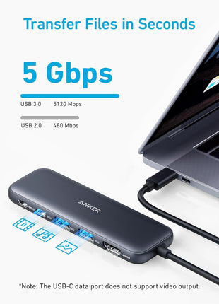 Anker USB C Hub, 5-in-1 USBC to HDMI Splitter with 4K Display, 1 x Powered USB-C 5Gbps & 2×Powered USB-A 3.0 5Gbps Data Ports for MacBook Pro, MacBook Air, Dell and More
