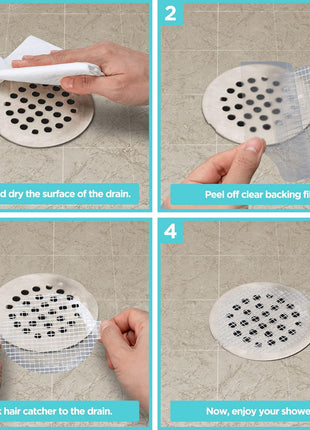 25 Pack Disposable Shower Drain Hair Catcher Mesh Stickers - Peel & Stick Drain Strainers to Prevent Clogs, Strong Waterproof Adhesive, Mess-Free Disposable Drain Covers for Shower & Bathtub