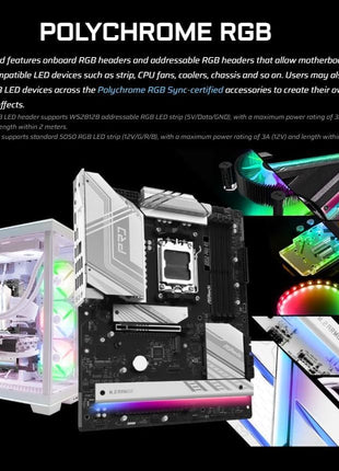 ASRock AMD AM5 B850 Pro RS Motherboard, AMD Ryzen 9000/8000/7000 Series, 4X DDR5 Slots up to 8000MHz, 24-Pin Power Connection, ATX, 21x USB Ports, PCIe 5.0