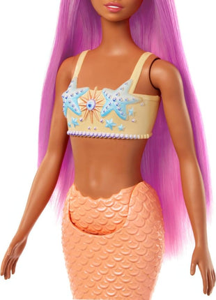 Barbie Fantasy Mermaid Doll and Fashions | Pink Fantasy Hair and Headband Accessory, Toy with Starfish-Inspired Bodice and Soft Orange Tail, Ages 3+