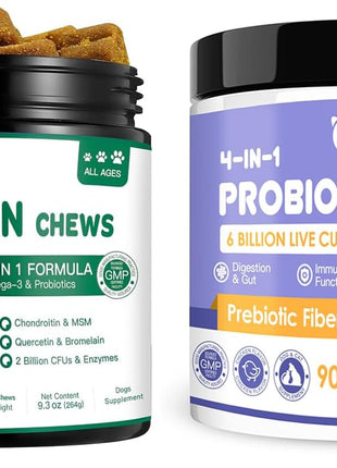 Dog Multivitamin Soft Chews and Probiotics for Dogs Powder