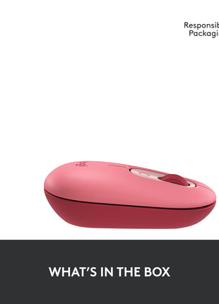 Logitech POP Mouse Compact and Portable Wireless - Heartbreaker Rose | Compact, portable, programmable buttons, quiet clicks, easy-switch up to 3 devices, for laptop, tablet, PC