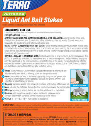 TERRO Liquid Ant Baits - T1813B - Outdoor Ready-to-Use Terro Ant Traps, Kills Household Ants, 12 Stakes