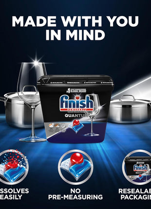 Finish Quantum Dishwasher Pods, No Pre-Rinse Dishwasher Detergent Soap Removes 24HR Dried-On Stain and Grease, Leaving a Virtually Spotless Shine, 82 Count
