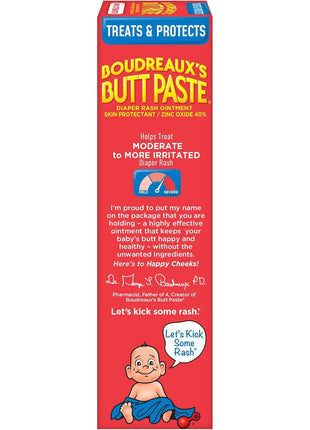 Boudreaux's Butt Paste Max Strength Diaper Rash Cream for Baby, Ointment With Zinc Oxide, 4 oz Tube