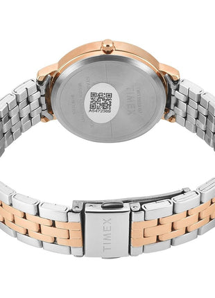 TIMEX Analog Watch for Women with Blue Round Dial & Two Tone Stainless Steel Bracelet Band Water Resistant Women's Wrist Watches - TWEL19110