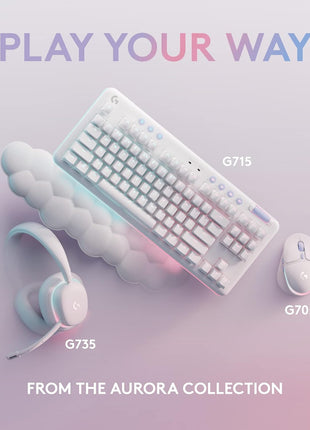Logitech G713 Wired Mechanical Gaming Keyboard with LIGHTSYNC RGB Lighting, Clicky Switches (GX Blue), and Keyboard Palm Rest, PC/Mac Compatible - White Mist