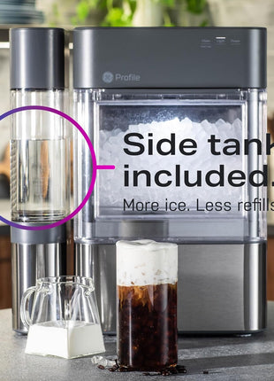 GE Profile Opal 2.0 Countertop Nugget Ice Maker with 0.75 Gallon Tank | Chewable nugget ice, 38 lbs/day, First batch in 10 min, 3 lb bin, Melted ice reused, SmartHQ WiFi & Alexa, Stainless Steel