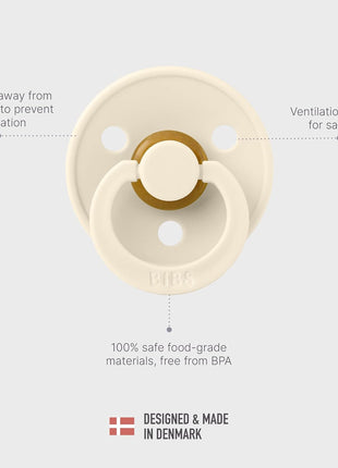 BIBS Pacifiers Colour Collection | Natural Rubber Baby Pacifier | Set of 2 BPA-Free Soothers | Made in Denmark | 0+ Months (Pack of 2) | Dusty Blue/Steel Blue
