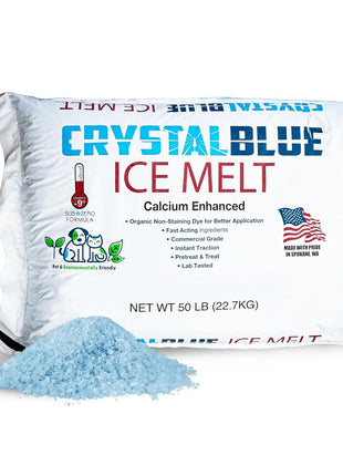 Snow Joe Crystal Blue Snow & Ice Melter, Heat-Generating Crystals, 50 Lb Bag - Fast-Acting Commercial Deicer and Remover for Concrete, Driveway, Sidewalk, and Outdoor Spaces