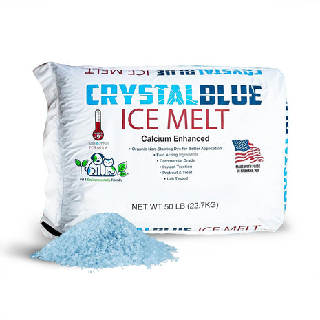 Snow Joe Crystal Blue Snow & Ice Melter, Heat-Generating Crystals, 50 Lb Bag - Fast-Acting Commercial Deicer and Remover for Concrete, Driveway, Sidewalk, and Outdoor Spaces
