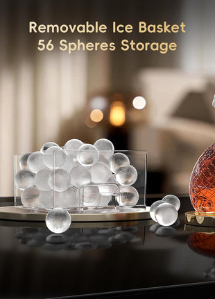 ecozy 2" Clear Ice Ball Maker Countertop 144 Pcs/Day Sphere Ice Machine | CrystalFlux Technology, 4 Pcs in 40 Mins , Automatic Water Supply, Self-Cleaning, Enhanced Insulation
