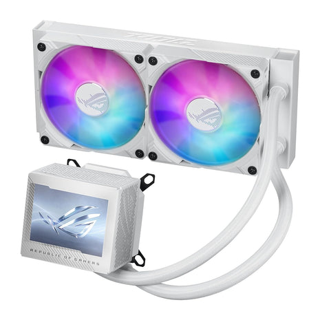 ASUS ROG Ryujin III 240 ARGB WHT All-in-one Liquid CPU Cooler with 240mm Radiator. Asetek 8th gen Pump, 2X Magnetic 120mm ARGB Fans (Daisy Chain Design), 3.5" LCD Display.,White, 6 Year Warranty