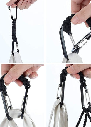 BRAVESHINE Paracord Keychain Carabiner Clip, D Ring Lanyard Hanger Stroller Hook for Water Bottle, Key, Backpacks, Men, Women