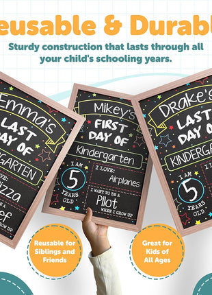 First Day Last Day of School Chalkboard Double Sided Sign with Frame - 14 inch x 10 inch