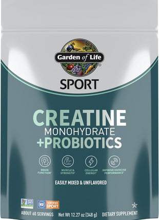Garden of Life Sport Creatine Monohydrate + Probiotics Powder, 60 Servings