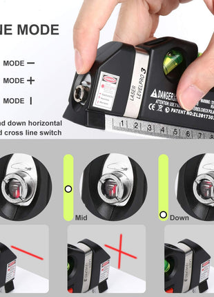 Laser Level Line Tool, Multipurpose Laser Level Kit Standard Cross Line Laser leveler Beam Tool with Metric Rulers 8ft/2.5M for Picture Hanging cabinets Tile Walls by AikTryee.