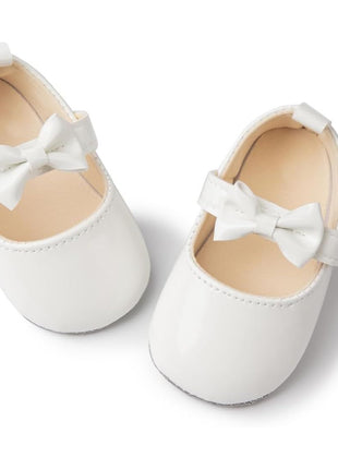 Meckior Infant Baby Girls Soft Sole Bowknot Princess Wedding Dress Mary Jane Flats Prewalker Newborn Light Baby Sneaker Shoes