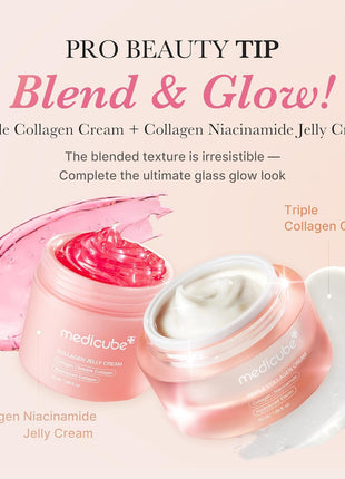 Medicube Triple Collagen Cream - Hydrating & Firming Moisturizer with Hyaluronic Acid, Premium Elastin, Shea Butter - Wrinkle Care & Boosts Elasticity - Korean Skincare, 1.69 oz