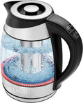 Chefman Electric Kettle with Temperature Control, 5 Presets LED Indicator Lights, Removable Tea Infuser, Glass Tea Kettle & Hot Water Boiler, 360? Swivel Base, BPA Free, Stainless Steel, 1.8 Liters