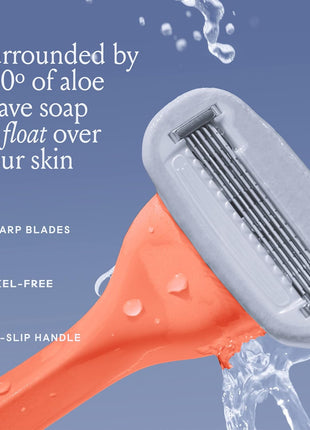 Billie Razors for Women, Malibu - 1 Handle, 4 Refills & Magnetic Holder