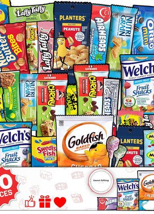 Snacks Variety Pack for Adults 40 Count - Snack Box Variety Pack for Kids & Gifting, Care Package for College Students & Study Time, Snack Boxes for Adults, Office Treats, Birthdays & Back to School
