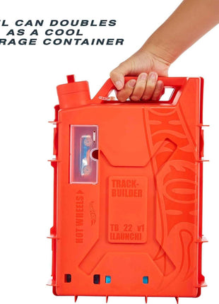 Hot Wheels Track Builder Unlimited Fuel Can Stunt Box Playset & Car | Portable Track Set in a Container that Looks like a Gas Can, 14 Component Parts & 1:64 Scale Toy Vehicle