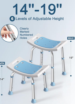 HOMLAND Shower Chair for Inside Shower, Adjustable Height Shower Stool | Shower Seat for Inside Tub Bathroom Bench Bath Chair for Elderly and Disabled, Lightweight Aluminum Frame - Light Blue