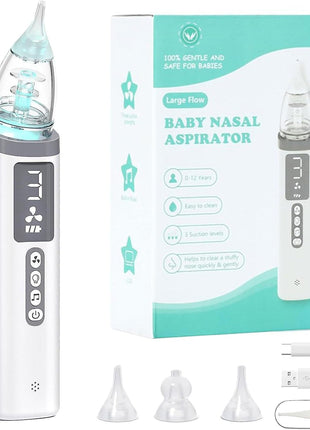 Nasal Aspirator for Baby,Baby Nose Sucker,Electric Nasal Aspirator for Baby,for Relieving Nasal Congestion,Nose Cleaner with 3 Silicone Tips,Adjustable Suction Level,Music and Light Soothing Function