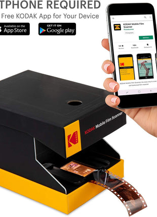 KODAK Mobile Film Scanner, 35mm Negative Scanner & Slide Viewer, App-Based | Scan and view old 35mm color and B&W negatives and slides; LED backlit; Android compatible; verify iPhone compatibility first