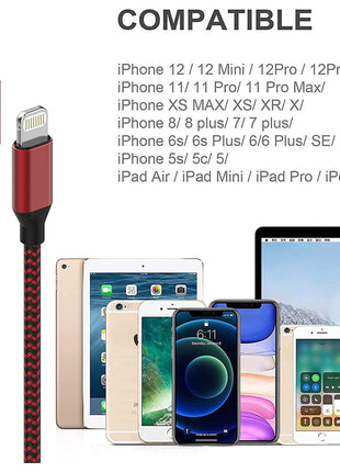 [Apple MFi Certified] 6Pack 3/3/6/6/6/10 FT iPhone Charger Nylon Braided Fast Charging Lightning Cable Compatible iPhone 14 Pro/13 mini/13/12/11 Pro MAX/XR/XS/8/7/Plus/6S/SE/iPad