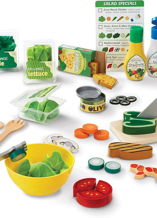Melissa & Doug Slice and Toss Salad 52-Piece Toy Food Set & Montessori-Inspired Play Kitchen Accessories, Preschool Learning Toys for Girls & Boys 3+