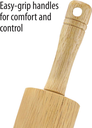 FARBERWARE Classic Wood Rolling Pin, 18 Inch Hardwood Dough Roller for Baking Pizza, Pies, Pastry and Cookies, Ergonomic Handles, Kitchen Essential