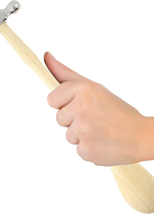 The Beadsmith Two-Sided Chasing Hammer - 10.75 Inches Wooden Handle, 2.25 inch Steel Head with a 14mm Ball Pein & 1.1 inch/ 28mm Domed Face - Tool Used to Add Texture and Dimension to Metalwork, 4oz./113g