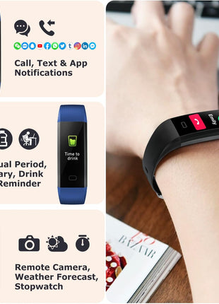 Fitness Tracker with Step/Distance/Calories Counter, Activity Tracker with Heart Rate Monitor, Slim Style Watch IP68 Waterproof, Sleep Monitor Tracker, Pedometer Watch for Women Men