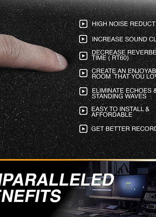 52 Pack Acoustic Panels 1 X 12 X 12 Inches - Acoustic Foam - High Density- Soundproof Studio Wedges - Charcoal