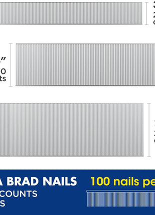 WORKPRO 18 Gauge Brad Nails, 2", 1-1/4", 3/4" Brad Nails, 6,000 Count | Galvanized Finish, for Pneumatic, Electric Brad Nailer, Indoor Trim Work, Woodworking, Furniture Assembly
