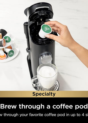 Ninja | Coffee Maker | Single Serve |Brew with Coffee Pods & Grounds| Compatible with K Cup Coffee Pods | 4 Brew Styles, up to 24oz Cup Sizes & 56oz Removable Reservoir | Black | PB051