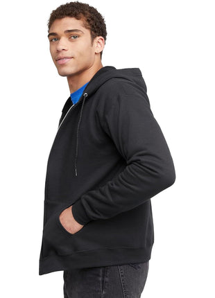 Hanes mens Full-zip Eco-smart Hoodie athletic sweatshirts, Black, Large US