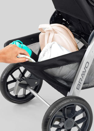 Chicco Bravo Quick-Fold Baby Stroller with One-Hand Compact Fold | Black/Black, removable toddler seat, UPF 50+ canopy, infant car seat compatible, travel stroller, all-wheel suspension