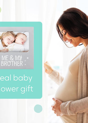 Me and My Brother Picture Frame, Sibling Keepsake, Ideal for Brothers or Sisters, Baby Showers and Gender Neutral Nursery Decor, Gray