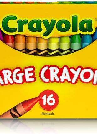 Binney & Smith Crayola(R) Large Crayon Set, Lift-Lid Box, Assorted Colors, Box Of 16