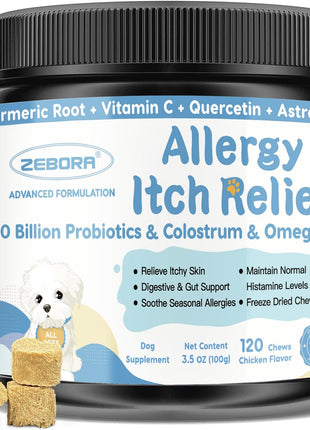 Glucosamine for Dogs, Joint Supplement for Dogs, Dog Allergy Relief Chews, with Probiotics, Omega 3, Colostrum - Dog Itching Skin & Ears Relief