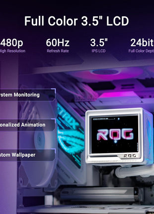 ASUS ROG RYUJIN III 360 ARGB EXTREME White Edition all-in-one AIO CPU liquid cooler, AMD Ryzen 9000 & Intel® CoreTM Ultra Ready, Asetek Gen8 V2 pump;high airflow static pressure magnetic fans; 3.5 inch LCD
