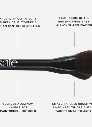 Saie Blush & Brush Duo - SuperSuede Baked Blush in Bella (.01 oz) & Powder Blush Brush - Talc-Free, Moisturizing Blush with Vegan, Fluffy Brush for Seamless Application