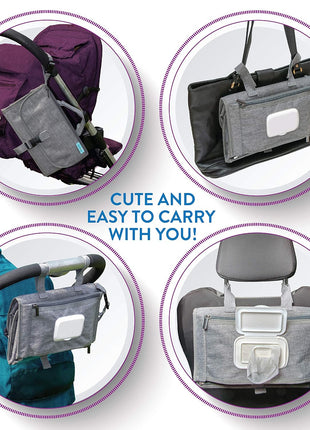 Kopi Baby Portable Diaper Changing Pad - Baby Diaper Changer Travel Bag with Wipes Pocket, Smart Design Portable Changing Mat, Infant Travel Station Kit, Gift for Newborn Girl & Boy - Grey, Classic